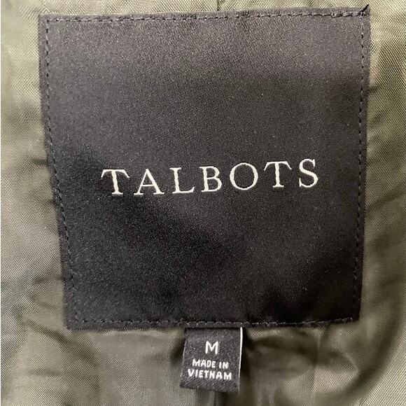 Talbots Quilted Barn Jacket Womens M Olive Green Brown Snap Button Front Pockets - Picture 3 of 7